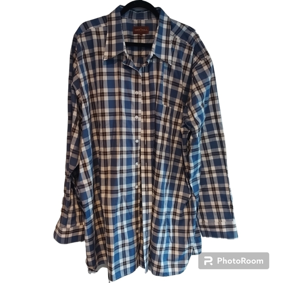 Oak Hill Blue Plaid Classic Button Front Shirt 3XLT Big &Tall - Picture 1 of 11